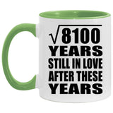 90th Anniversary Square Root of 8100 Years Still In Love - 11oz Accent Mug Green