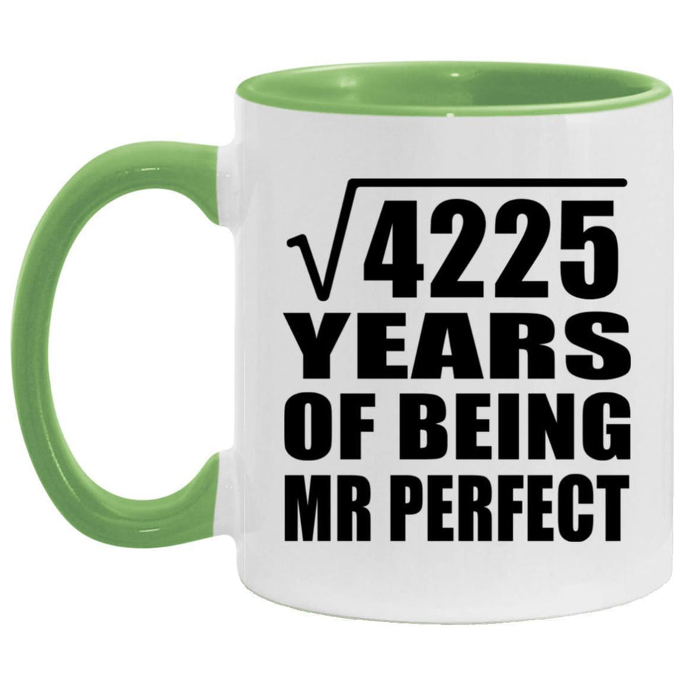65th Anniversary Square Root of 4225 Years of Mr Perfect - 11oz Accent Mug Green