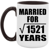 39th Anniversary Married For Square Root of 1521 Years - 15oz Accent Mug Black