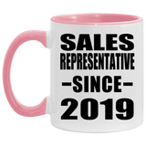 Sales Representative Since 2019 - 11oz Accent Mug Pink