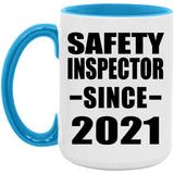 Safety Inspector Since 2021 - 15oz Accent Mug Blue
