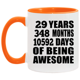 29th Birthday 29 Years 348 Months 10592 Days Of Awesome - 11oz Accent Mug Orange
