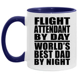 Flight Attendant By Day World's Best Dad By Night - 11oz Accent Mug Purple