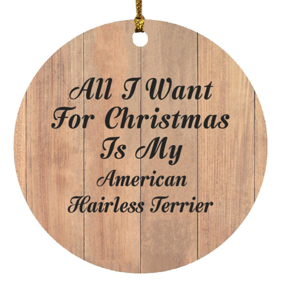 All I Want For Christmas Is My American Hairless Terrier - Circle Ornament C