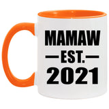 Mamaw Established EST. 2021 - 11oz Accent Mug Orange