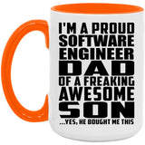 Proud Software Engineer Dad Of Awesome Son - 15oz Accent Mug Orange
