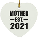 Mother Established EST. 2021 - Heart Ornament