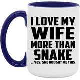 I Love My Wife More Than Snake - 15oz Accent Mug Purple