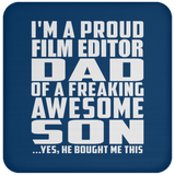 Proud Film Editor Dad Of Awesome Son - Drink Coaster