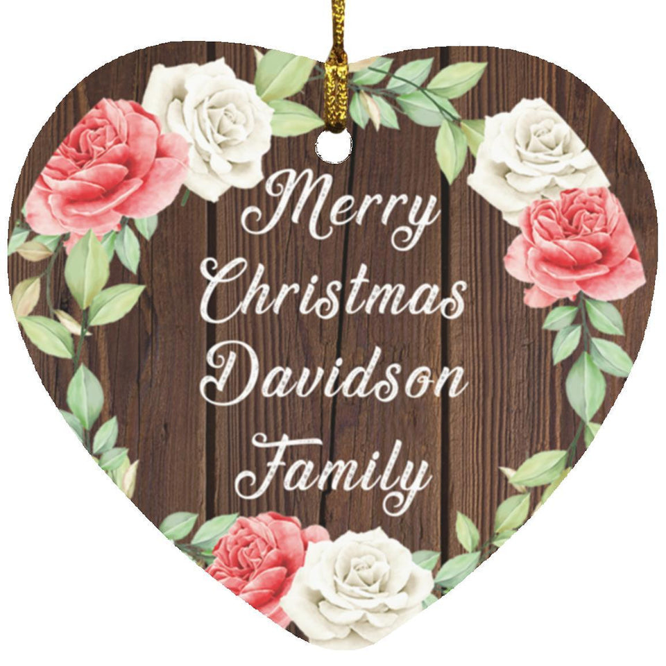 Merry Christmas Davidson Family - Heart Ornament A
