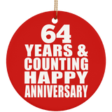 Happy 64th Anniversary 64 Years & Counting - Circle Ornament