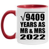 97th Anniversary Square Root of 9409 Years As Mr & Mrs 2022 - 11oz Accent Mug Red