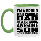 Proud Mail Carrier Dad Of Awesome Son - 11oz Accent Mug Green