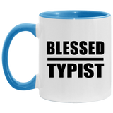 Blessed Typist - 11oz Accent Mug Blue