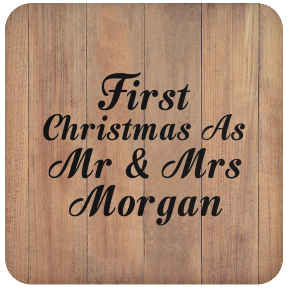 First Christmas As Mr & Mrs Morgan - Drink Coaster C