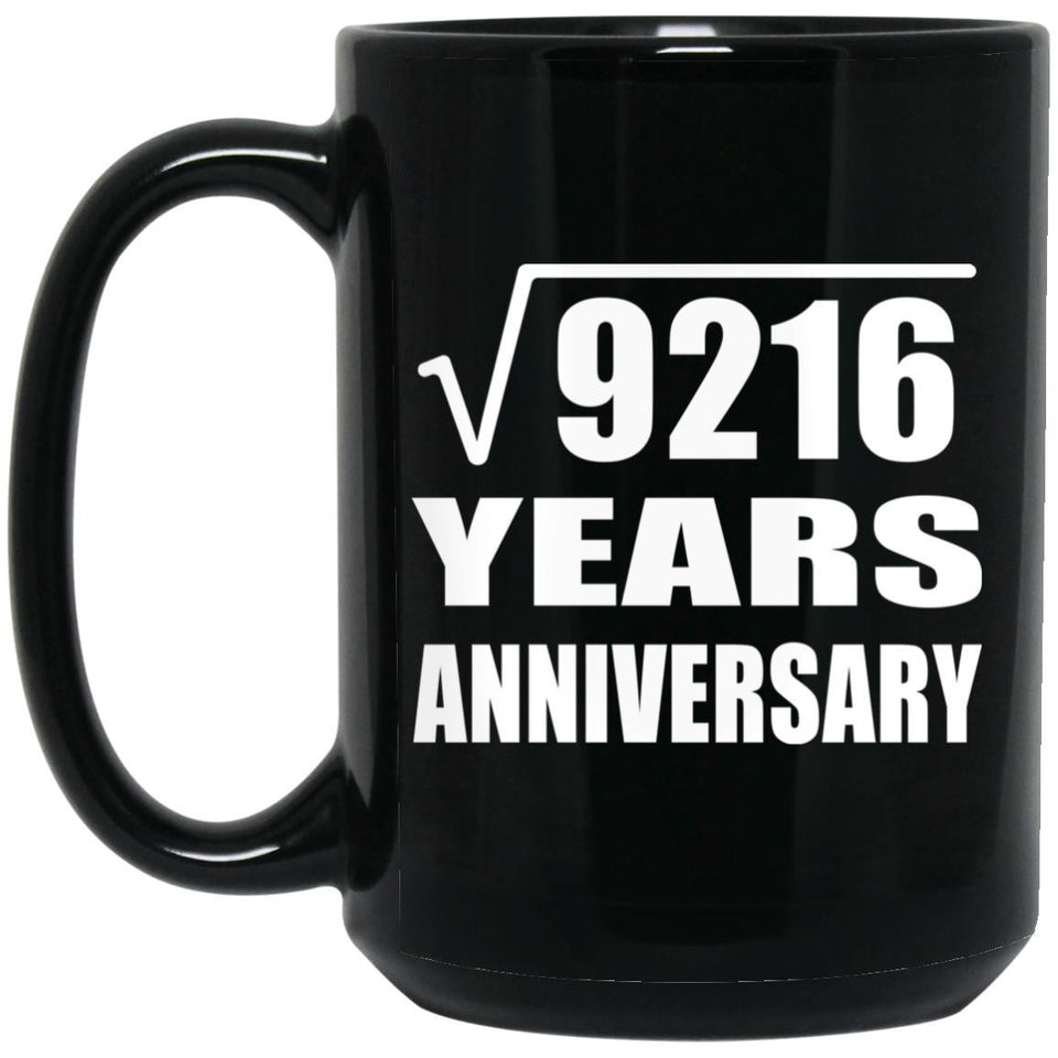 96th Anniversary Square Root of 9216 Years Anniversary - 15oz Coffee Mug Black