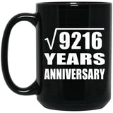 96th Anniversary Square Root of 9216 Years Anniversary - 15oz Coffee Mug Black