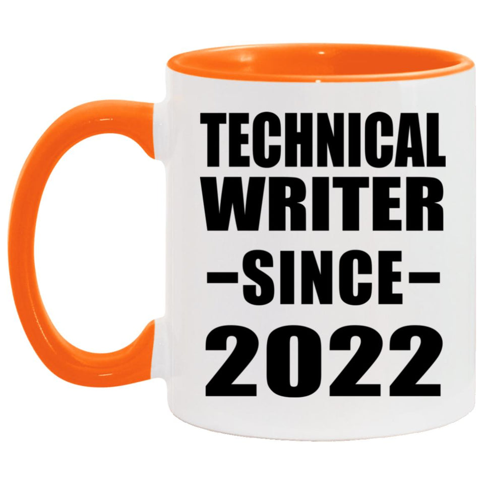 Technical Writer Since 2022 - 11oz Accent Mug Orange