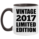 7th Birthday Vintage 2017 Limited Edition - 11oz Accent Mug Black