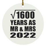 40th Anniversary Square Root of 1600 Years As Mr & Mrs 2022 - Circle Ornament