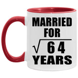 8th Anniversary Married For Square Root of 64 Years - 11oz Accent Mug Red