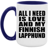 All I Need Is Love And My Finnish Lapphund - 15oz Accent Mug Purple
