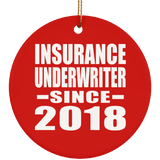 Insurance Underwriter Since 2018 - Circle Ornament