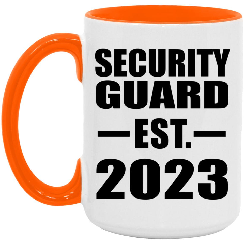 Security Guard Established EST. 2023 - 15oz Accent Mug Orange