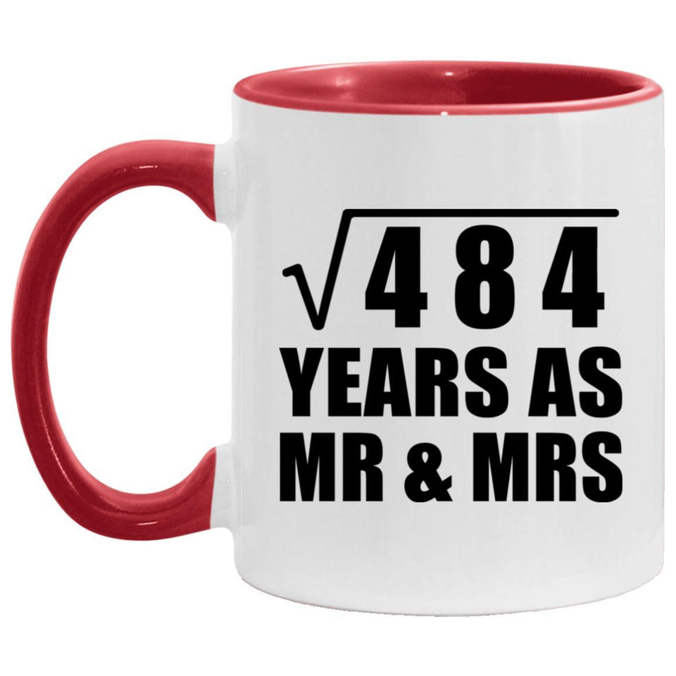 22nd Anniversary Square Root of 484 Years As Mr & Mrs - 11oz Accent Mug Red