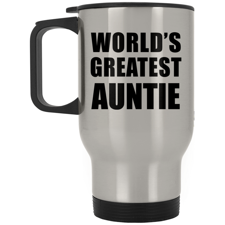 World's Greatest Auntie - Silver Travel Mug