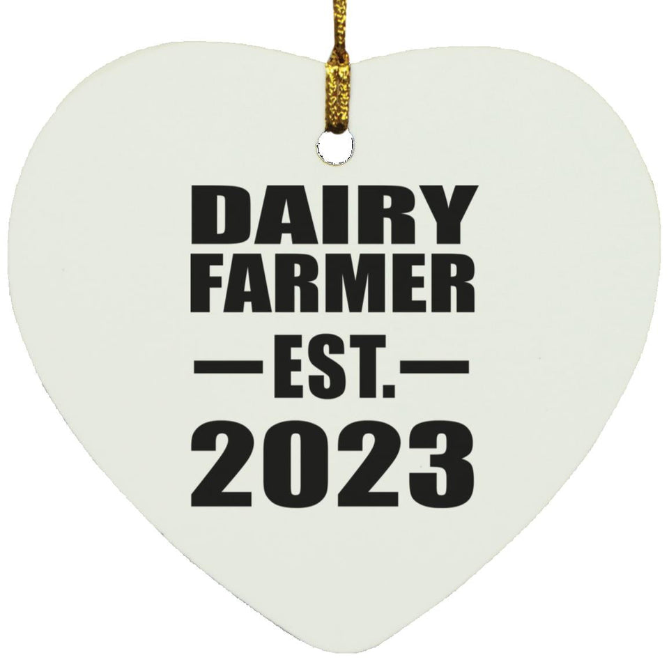 Dairy Farmer Established EST. 2023 - Heart Ornament