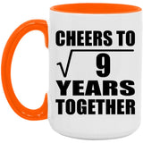 3rd Anniversary Cheers To Square Root of 9 Years Together - 15oz Accent Mug Orange