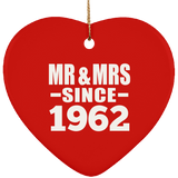 62nd Anniversary Mr & Mrs Since 1962 - Heart Ornament