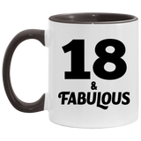 18th Birthday 18 & Fabulous - 11oz Accent Mug Black