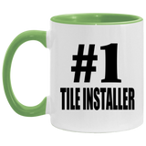 Number One #1 Tile Installer - 11oz Accent Mug Green