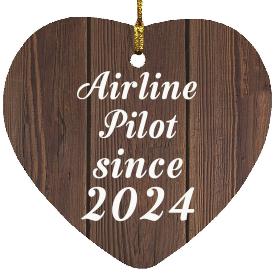 Airline Pilot Since 2024 - Heart Ornament D