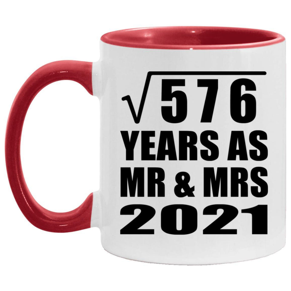 24th Anniversary Square Root of 576 Years As Mr & Mrs 2021 - 11oz Accent Mug Red