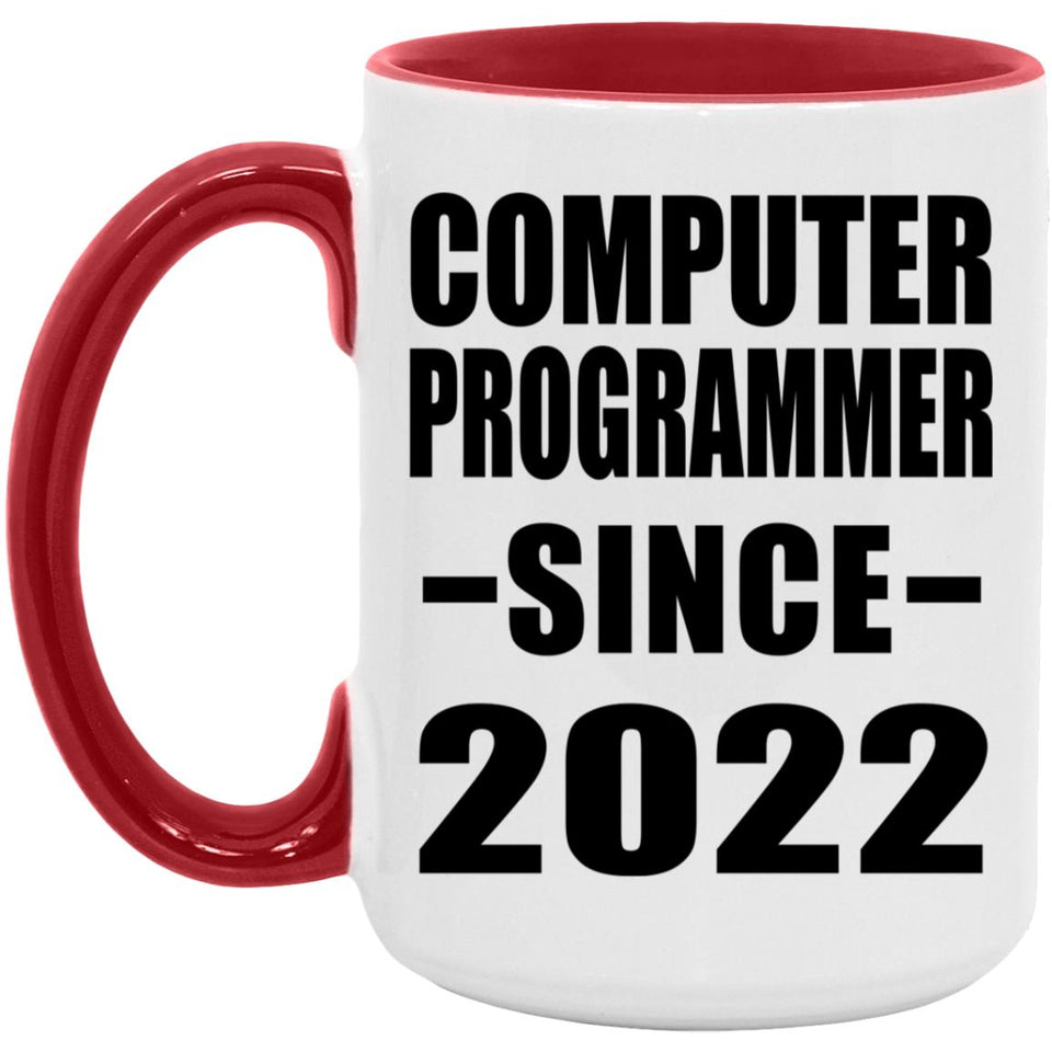 Computer Programmer Since 2022 - 15oz Accent Mug Red