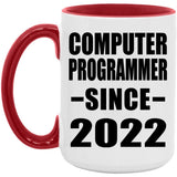 Computer Programmer Since 2022 - 15oz Accent Mug Red