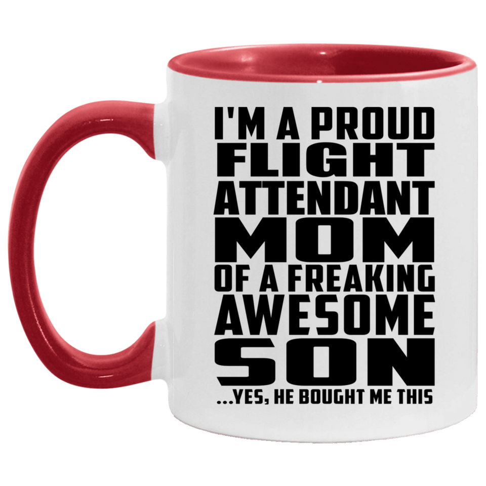 Proud Flight Attendant Mom Of Awesome Son - 11oz Accent Mug Red
