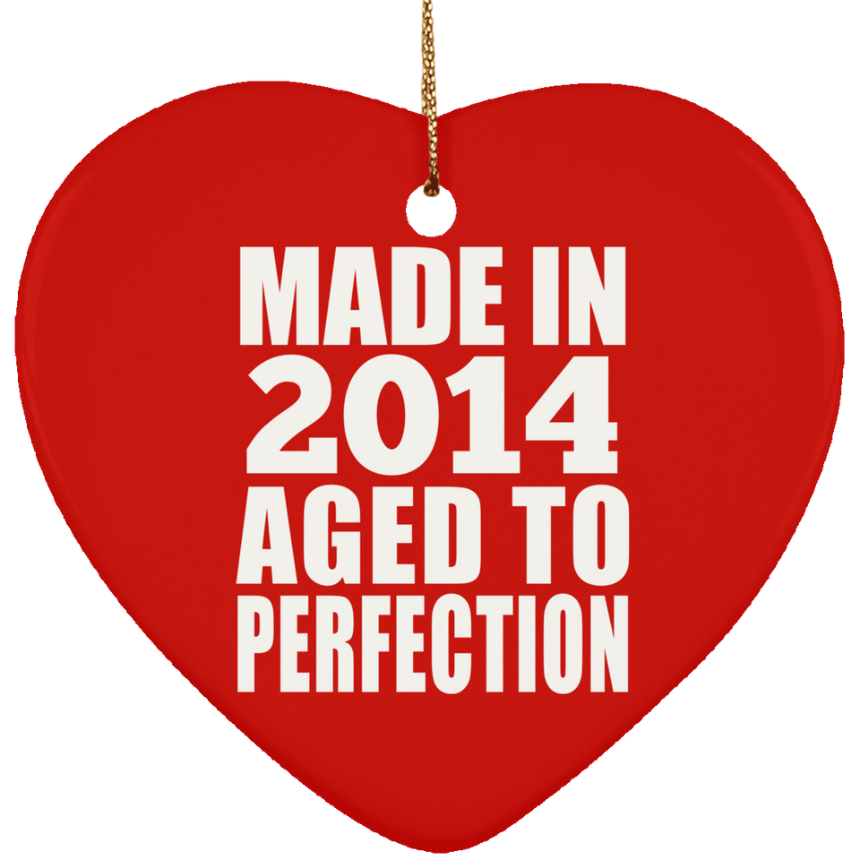 9th Birthday Made In 2014 Aged to Perfection - Heart Ornament