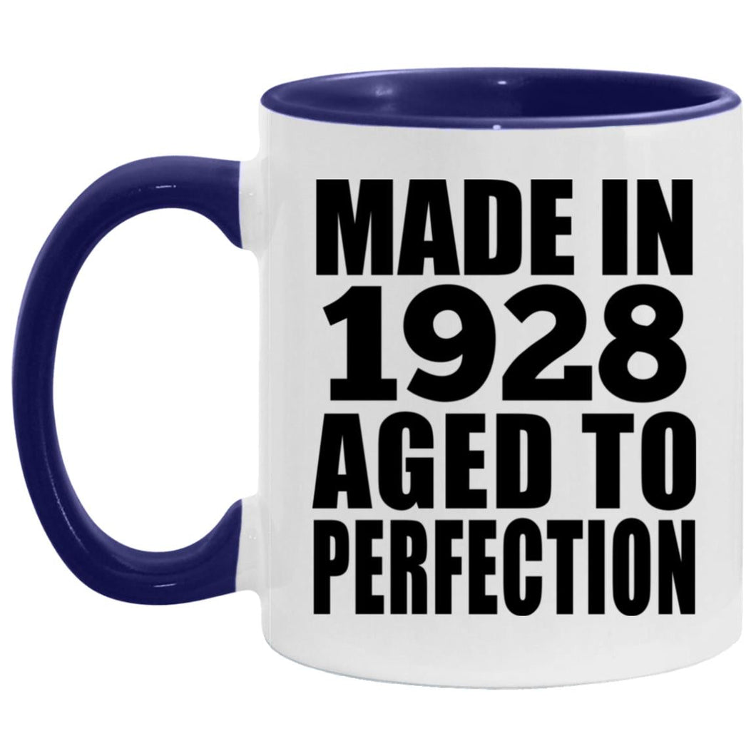 96th Birthday Made In 1928 Aged to Perfection - 11oz Accent Mug Purple