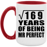13th Anniversary Square Root of 169 Years of Mr Perfect - 15oz Accent Mug Red