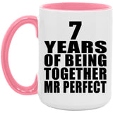 7th Anniversary 7 Years Of Being Mr Perfect - 15oz Accent Mug Pink