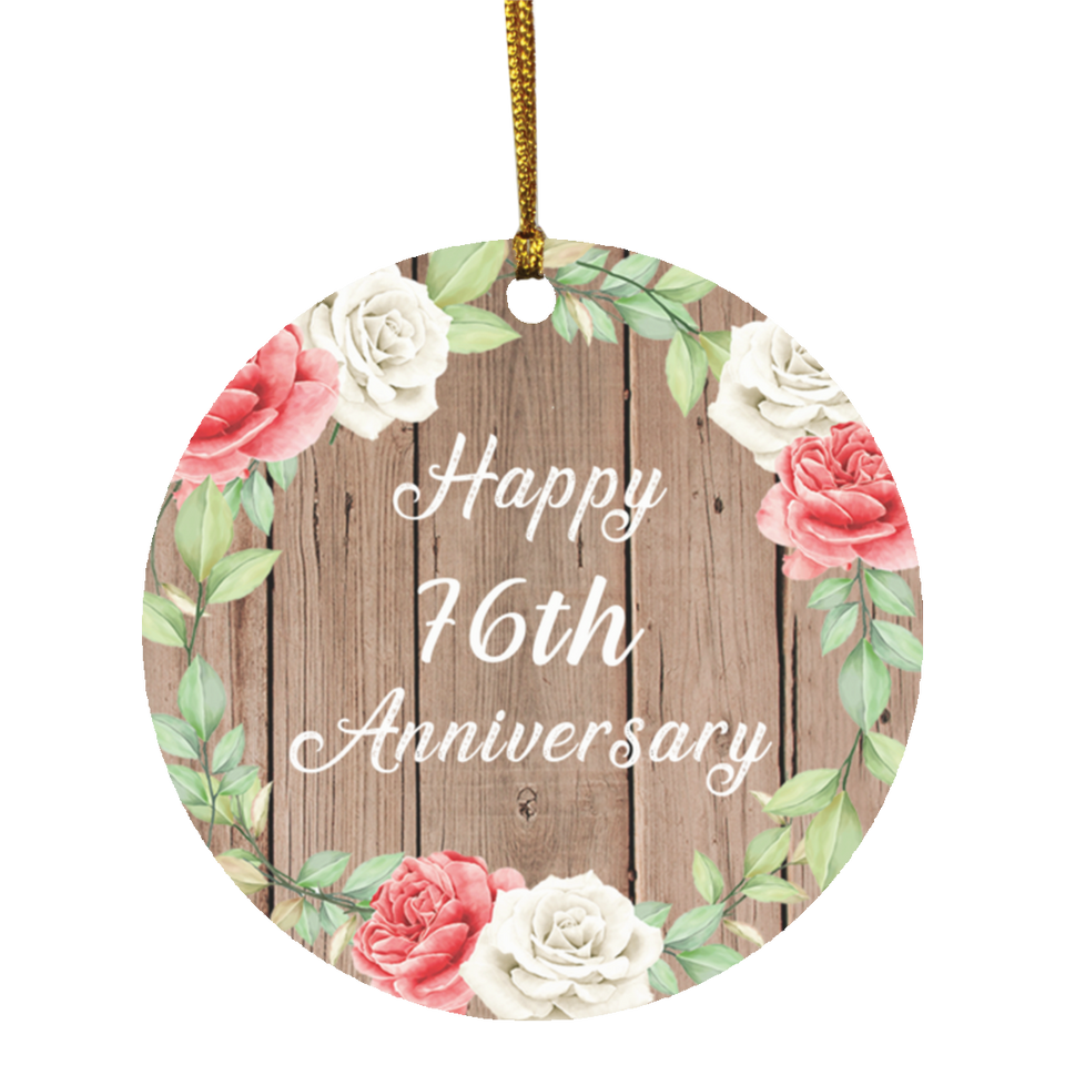 Happy 76th Anniversary - Circle Ornament B