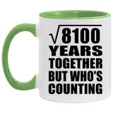 90th Anniversary Square Root of 8100 Years Who's Counting - 11oz Accent Mug Green
