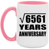 81st Anniversary Square Root of 6561 Years Anniversary - 15oz Accent Mug Pink