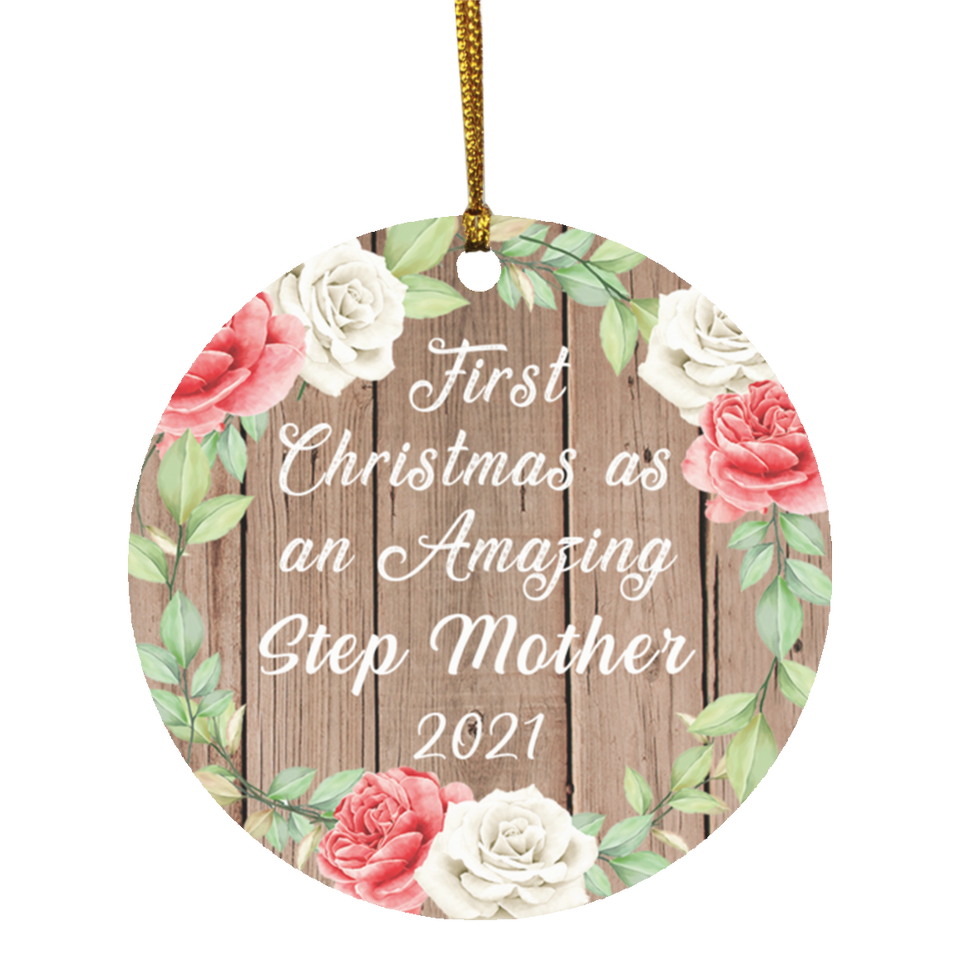 First Christmas As an Amazing Step Mother 2021 - Circle Ornament B