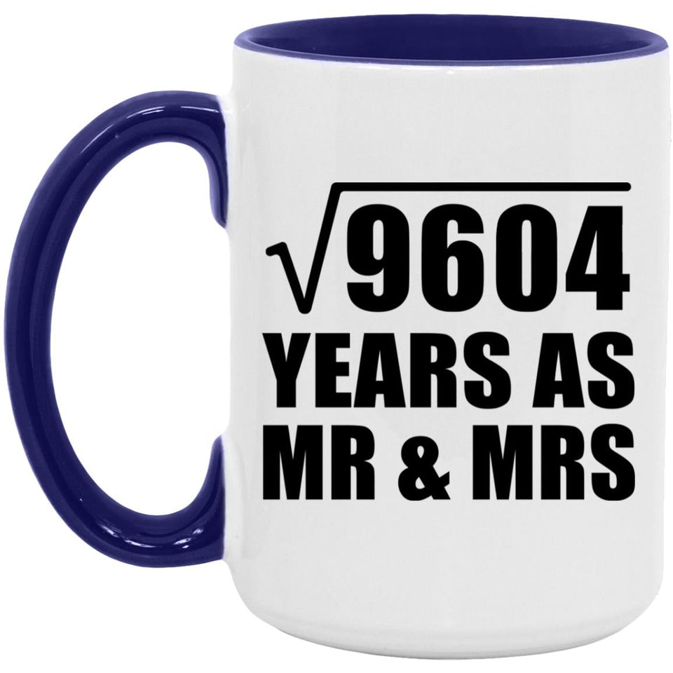 98th Anniversary Square Root of 9604 Years As Mr & Mrs - 15oz Accent Mug Purple
