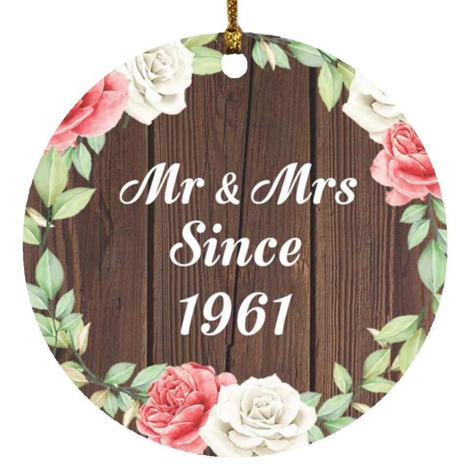 63rd Anniversary Mr & Mrs Since 1961 - Circle Ornament A